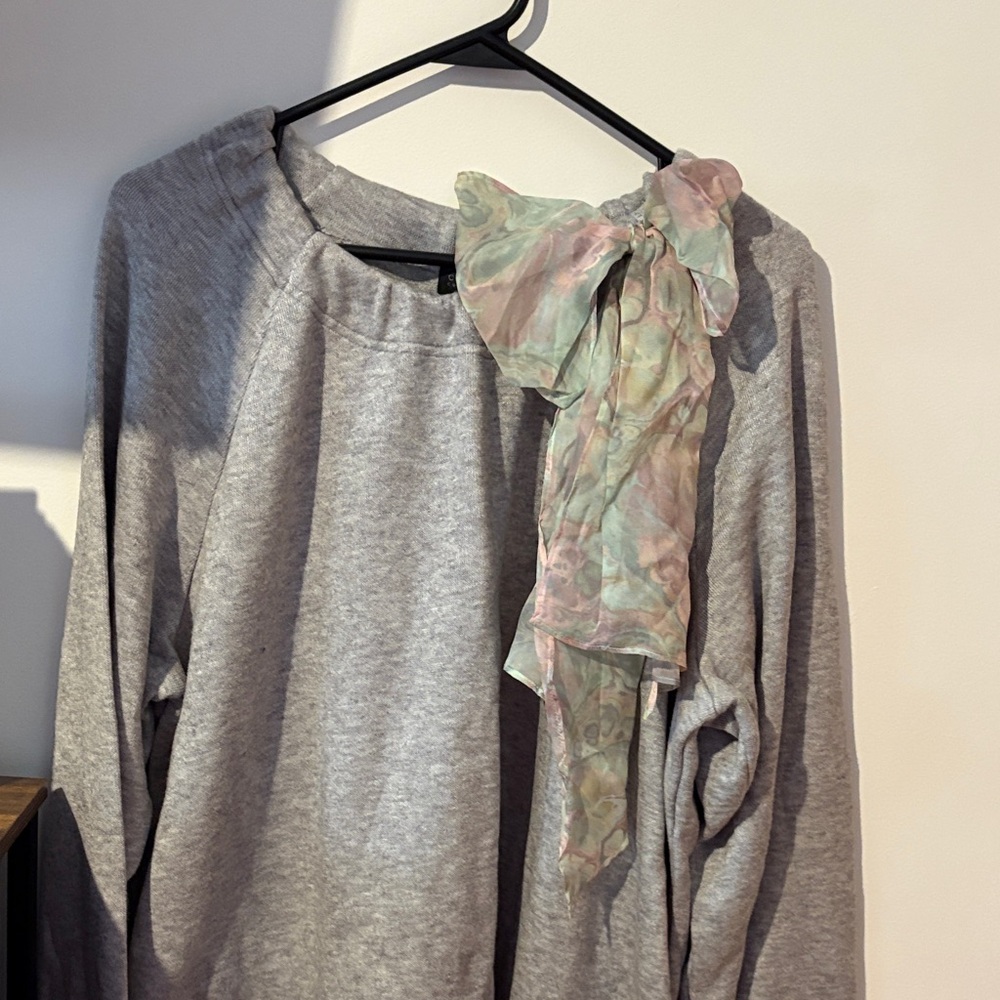 Carlisle Gray Sweater with Floral Accent